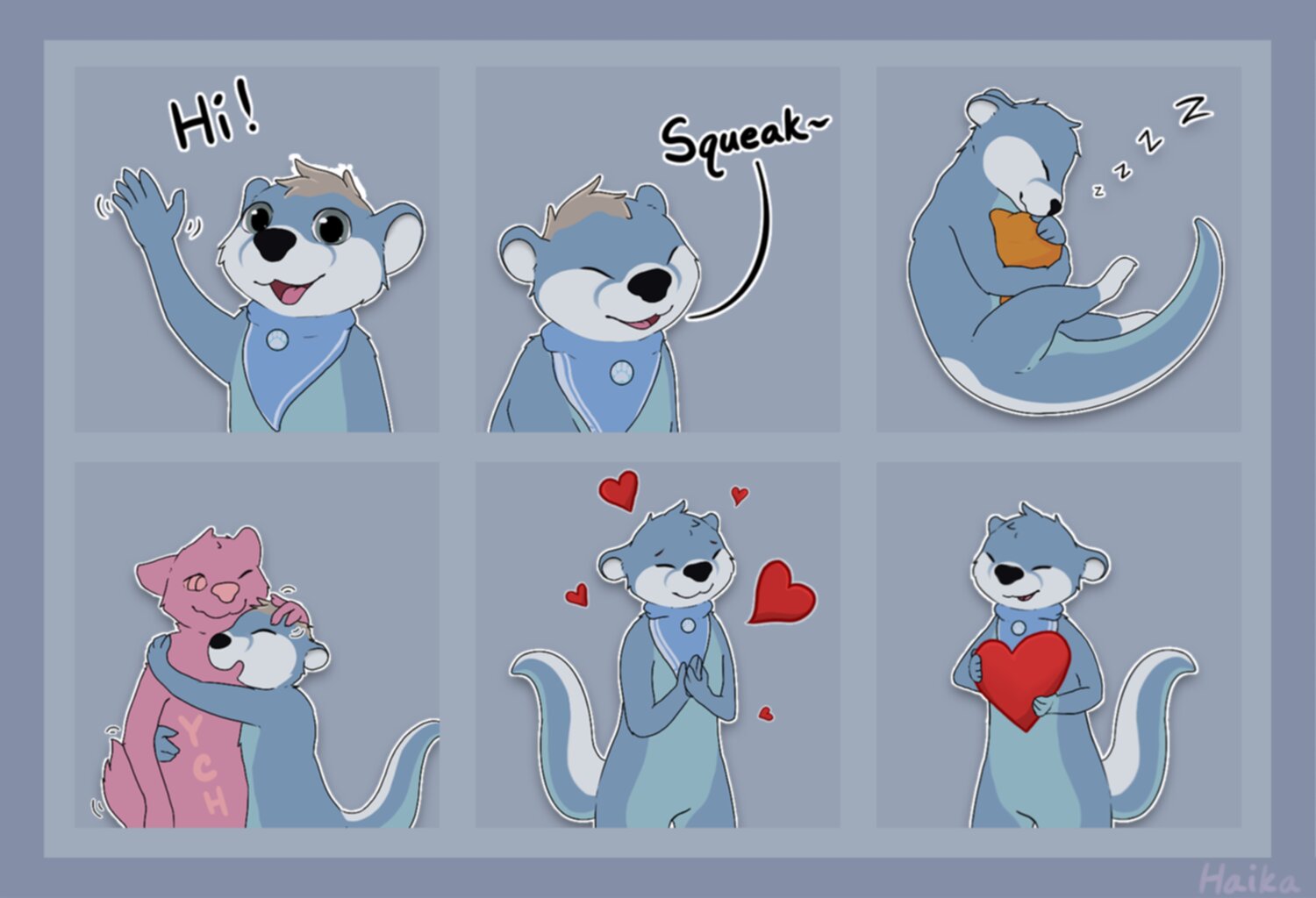 A sticker sheet containing six stickers.